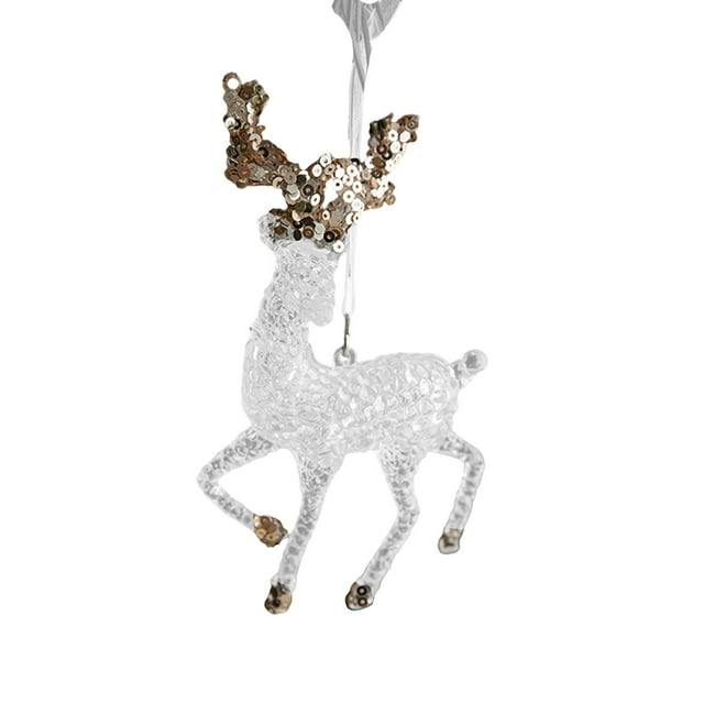Colgante de árbol de Navidad, adorno navideño acrílico, suministros para fiestas, decoración colgante navideña para cumpleaños, chimenea interior Alce con patas levantadas