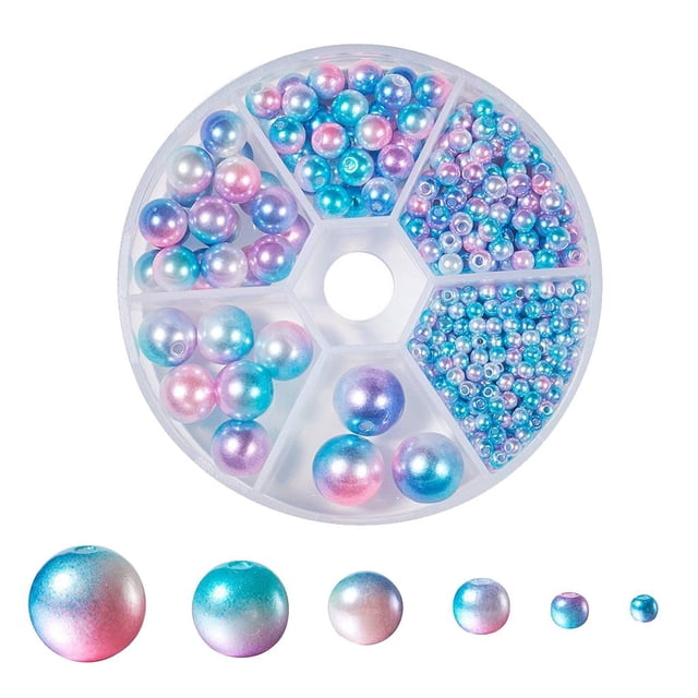 564 piezas de suministros de joyería artesanal con degradado redondo de imitación de perlas ABS lisas si