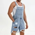 thumbnail image 4 of JIUKE Mens Jumpsuits 1 Piece Shorts Bib Overall Loose Fitted Ripped Adjustable Straps Summer Workwear Rompers, 4 of 9