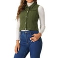 thumbnail image 4 of INSPIRE CHIC Mother's Day Women's Washed Denim Button Sleeveless Vest Jacket with Pockets Army Green XL, 4 of 6
