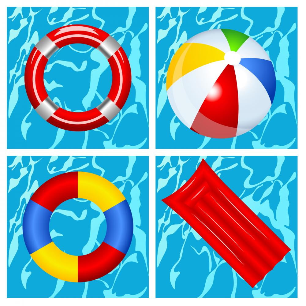 Wallmonkeys Toys in the Swimming Pool Peel and Stick Wall Decals