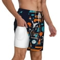 thumbnail image 3 of Picia Creative Transport pattern Mens Swim Trunks with Compression Liner Stretch Beach Shorts Quick Dry with Zipper Pockets No-Chafing Board Shorts-Small, 3 of 9