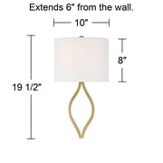 Possini Euro Design Sian Modern Wall Light Sconces Set of 2 Warm Brass Hardwired 10 Fixture White Half-Moon Linen Shade for Bedroom