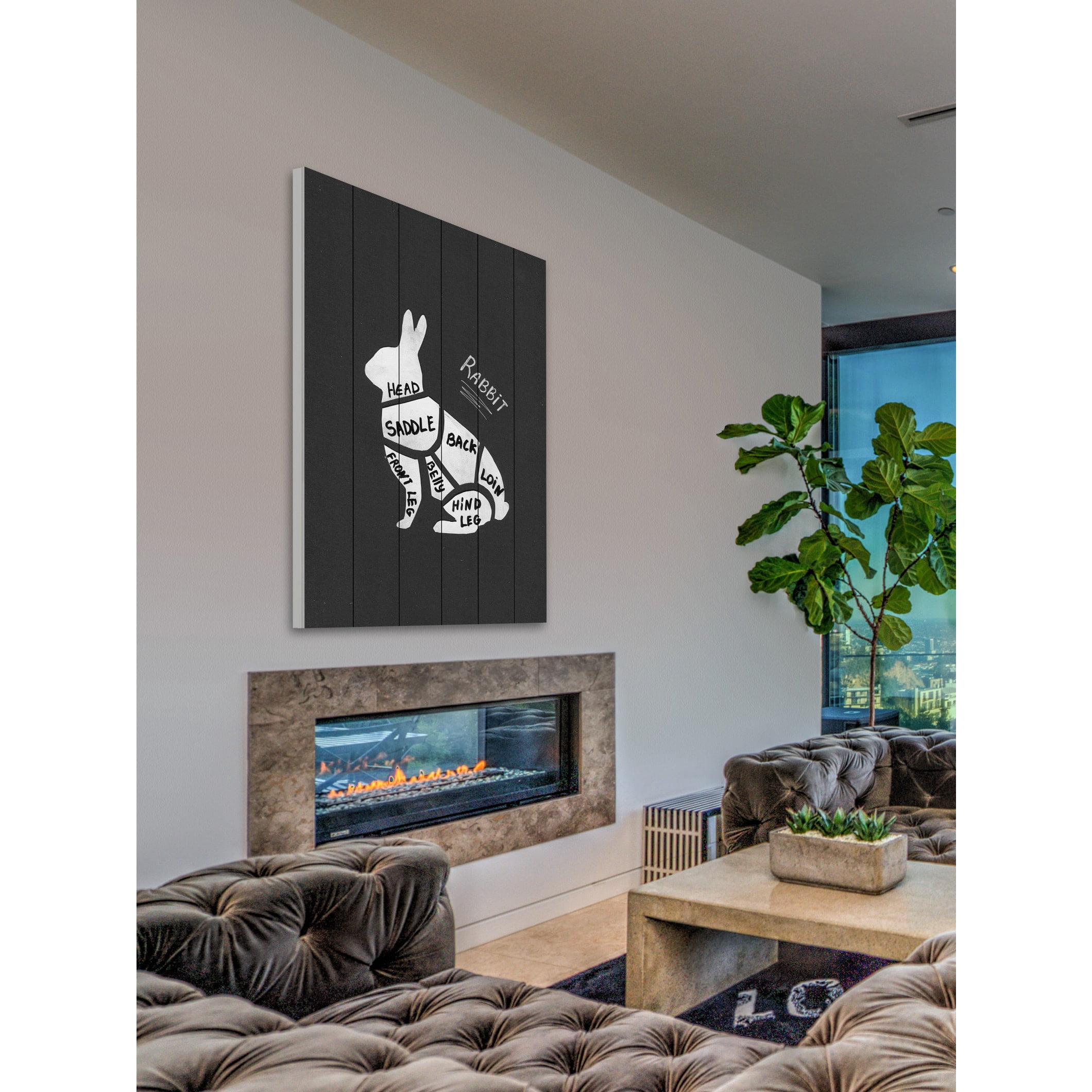 "Rabbit Formation" Painting Print on White Wood