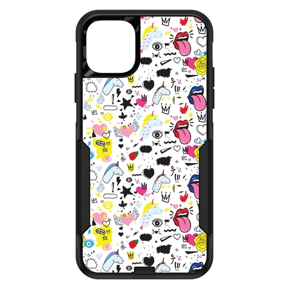DistinctInk Custom SKIN / DECAL compatible with OtterBox Commuter for iPhone 11 (6.1" Screen) - Girl Power - Unicorn Crowns Loud Mouth