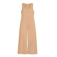 thumbnail image 6 of Dazajoo Tank Jumpsuits for Women Casual Wide Leg V Neck Jumpsuit Baggy Solid Summer Beach Lounge Flowy Rompers,Khaki,XXL, 6 of 6