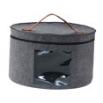 thumbnail image 4 of Caja para sombreros con tapa a prueba de polvo para mujeres y hombres, organizador de sombreros plegable redondo Gris 33x26cm, 4 of 9