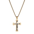 thumbnail image 5 of HZMAN Men's Jesus Stainless Steel Pendant Necklace Cross, 22 + 2 Inch Chain（Gold）, 5 of 6
