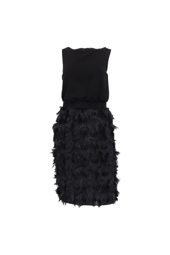 Pre-Owned Max Mara Nastro Belted Chiffon Dress in Black Triacetate
