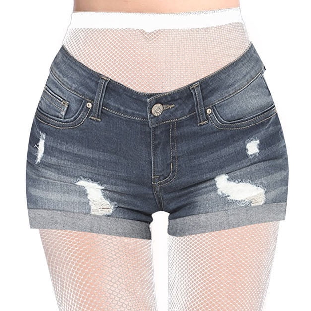Medias de mujer Medias de red de tamaño grande europeas y americanas Pantimedias Jeans Malla inferior rasgada Pantalones de malla Tapa dura blanca Mediana y grande Talla única LingWen 1327537340447