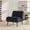 Black, variant on Armless Accent Chair, Upholstered Chair, Velvet Accent Chair with Black Metal Legs, Black for Living Room, Bedroom, Office