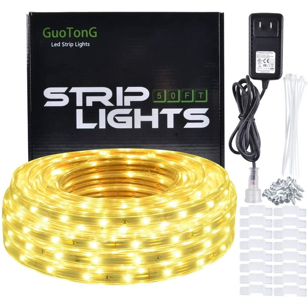 Guotong 12v Led Strip Rope Lights Warm White 50ft 15m Flexible Unconnectable Waterproof Smd 2835 Lamp Home Kitchen Party Com Guotong 12v Led Strip Rope Lights Warm, 12v Led Rope Light Warm White