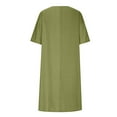 thumbnail image 3 of Birdeem Robe Décontractée à Manches Courtes en Coton et Lin pour Femmes Printemps et Été Col en V, 3 of 6