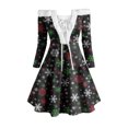 thumbnail image 1 of Robes à Épaules Dénudées pour Femmes à Manches Longues Robe de Noël Imprimée à Lacets Ligne A Évasée Cocktail Vacances Robe Courte, 1 of 5