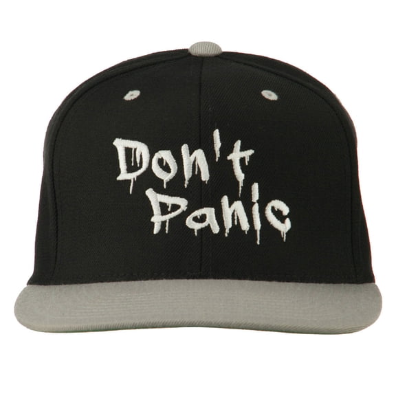 Halloween Don't Panic Embroidered Snapback Cap - Black Silver OSFM
