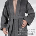 thumbnail image 5 of 100% Cotton Turkish Bathrobes, Soft Absorbent Lightweight Men Robes, 3X-Large, Gray, 5 of 9