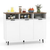 Yardi Yarda Sideboard Buffet Cabinet Kitchen Storage Cabinet with 5-Position Adjustable Shelves, White