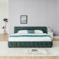 thumbnail image 4 of Hassch King Size Upholstered Platform Bed Frame with 4 Storage Drawers and Soft Headboard, Chenille Fabric, Dark Green, 4 of 10