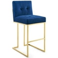 thumbnail image 2 of Modway Privy Gold Stainless Steel Performance Velvet Bar Stool in Gold Navy, 2 of 8