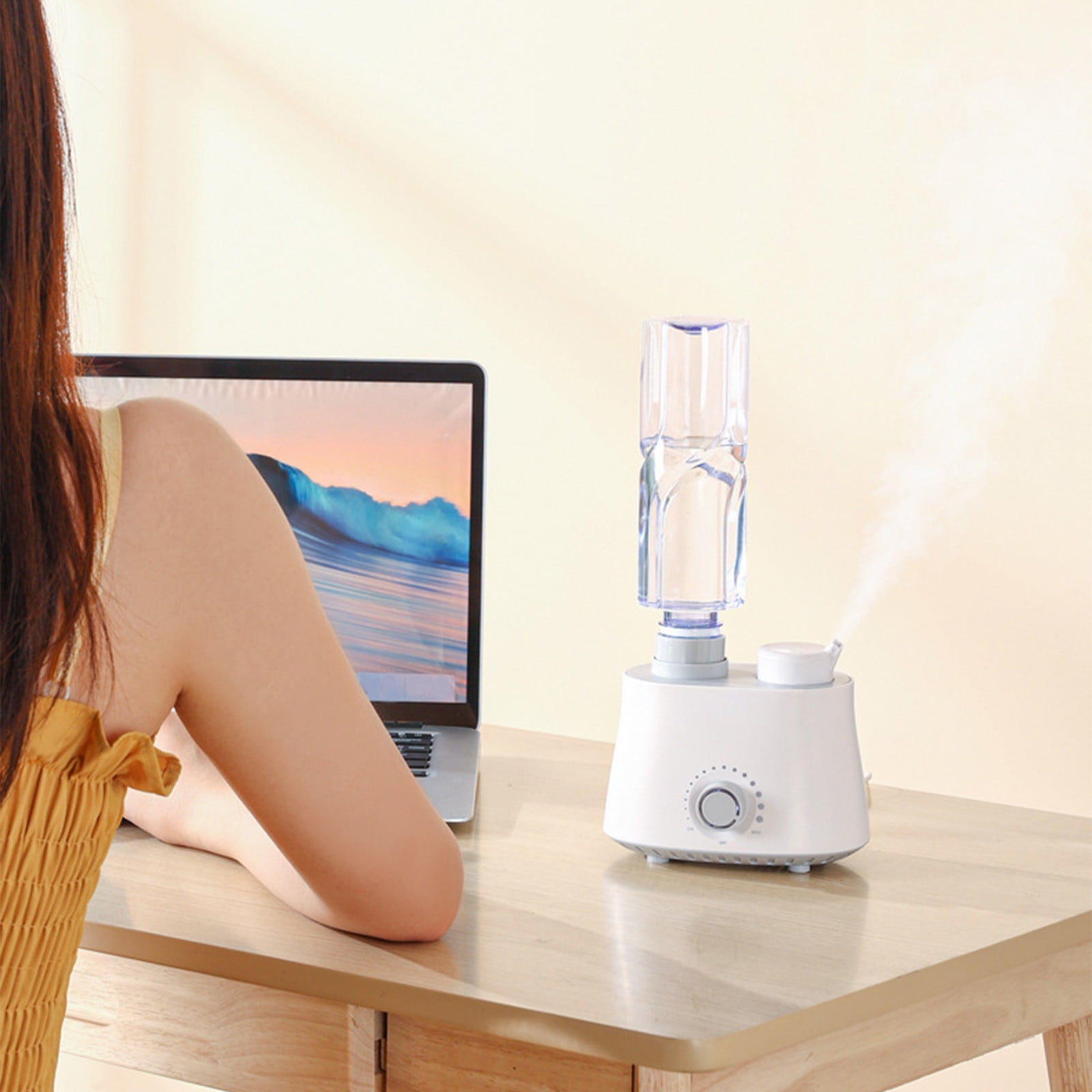 LACKUST Humidifiers for Bedroom,Portable Humidifier Converts Any Bottle, Quiet Travel-Sized, Infinitely Adjustable Spray Volume,White