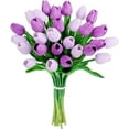 thumbnail image 1 of HAOSHICS 30pcs Artificial Tulips Flowers Fake Latex Tulip Stems - Real Touch Faux Colorful,for Easter Spring Wedding Bouquet Centerpiece Floral Arrangement Wedding Table Decor (Multi-color04), 1 of 14