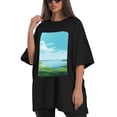 thumbnail image 4 of Plus Size Shirt for Women Black Tops for Women Short Sleeves Shirt for Women Grassland T Shirt Crewneck Shirt for Women 4XL, 4 of 5