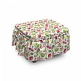 thumbnail image 1 of Fruits Ottoman Cover, Watercolor Pear, 2 Piece Slipcover Set with Ruffle Skirt for Square Round Cube Footstool Decorative Home Accent, Standard Size, Peach Lime Green Red, by Ambesonne, 1 of 1