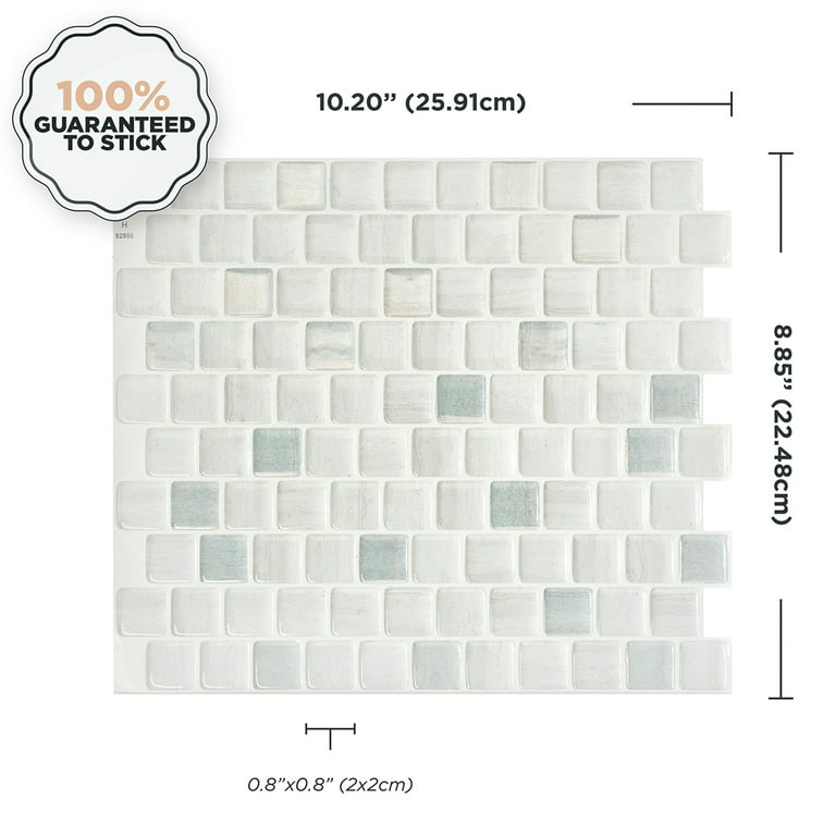 SMART TILES Peel and Stick Backsplash tiles - 4 Sheets of 10in x 9in - 3D Adhesive  Peel and Stick Tile Backsplash for Kitchen, Bathroom, Wall Tiles 
