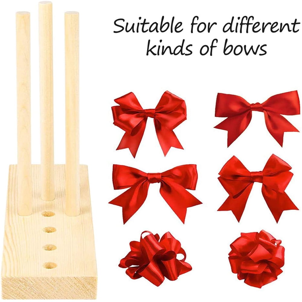 Lzttyee Bow Maker for Ribbon Wreaths, Double Sided Wooden Bow