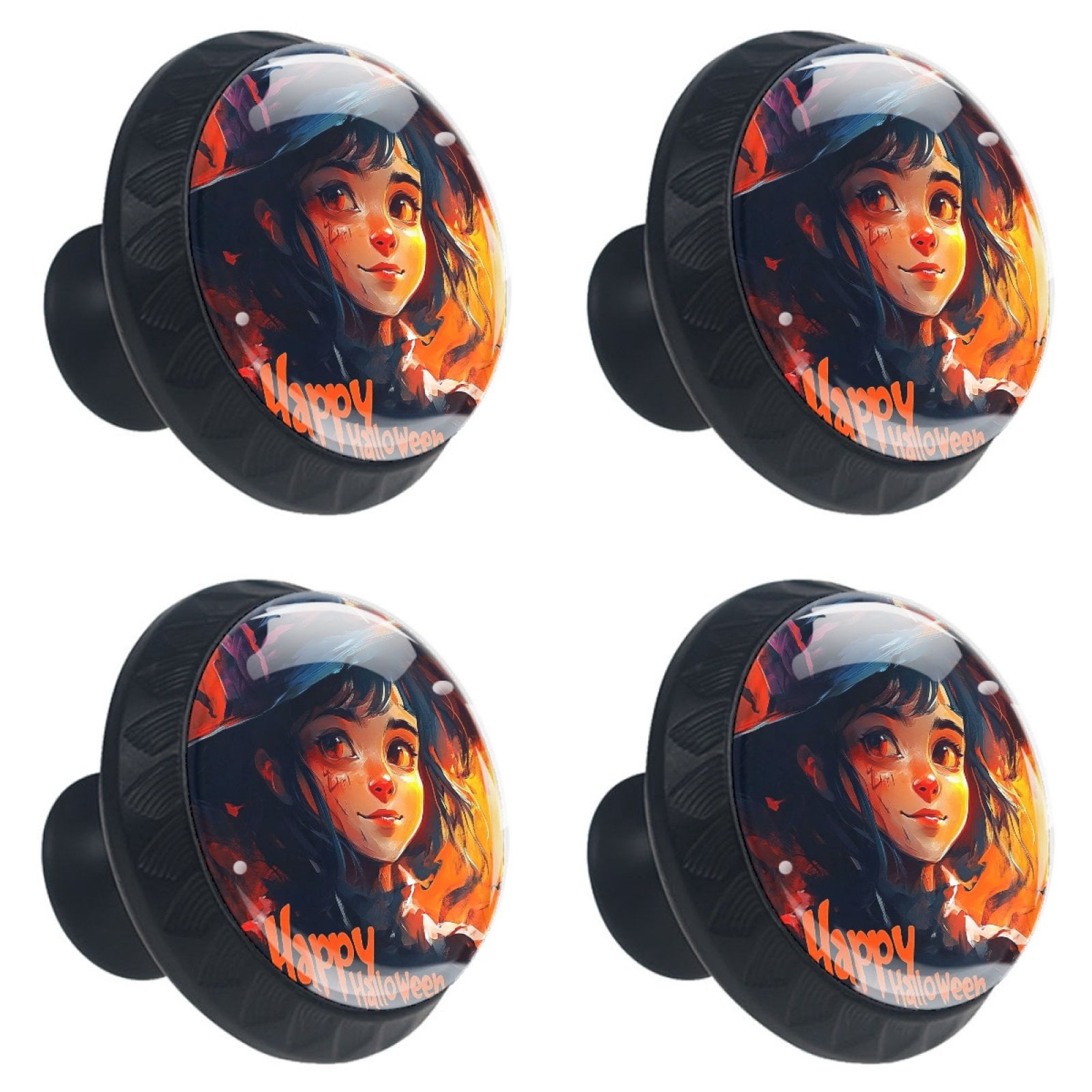 4 Pcs Happy Halloween Knobs for Kitchen Cabinet Cupboard Dresser Bookcase Drawer Pulls Handles Round Home Decor