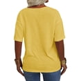 thumbnail image 3 of Solid Color Women Plus Size V-neck Casual Shirt Short Sleeved Simple Tee Tops, 3 of 4