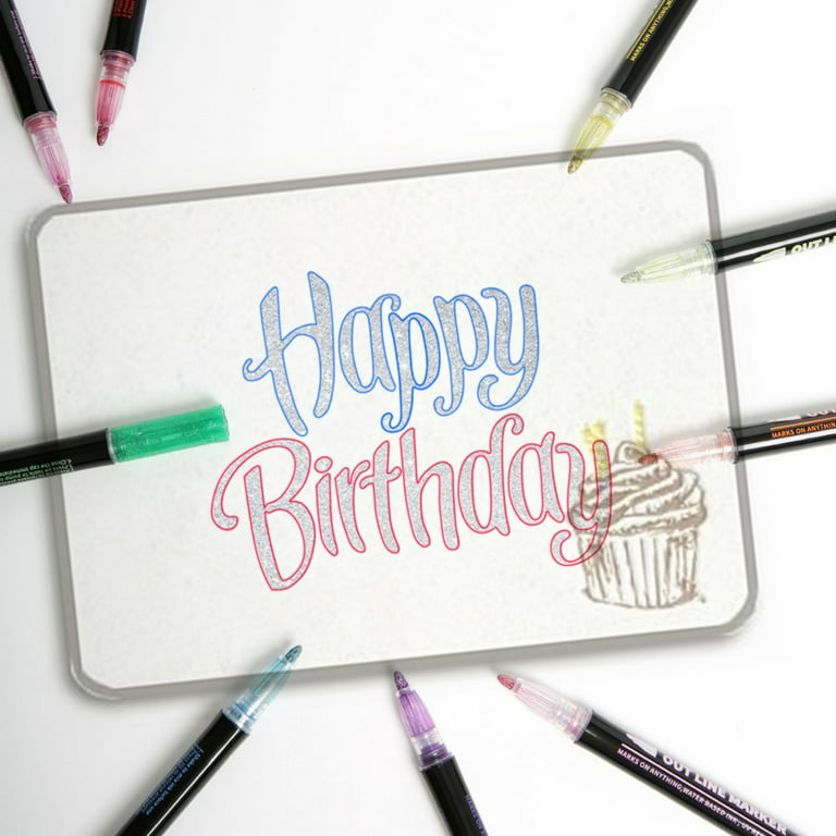 8/12/20x Double Line Self-outline Marker Pen Glitter Gel Sparkle Shimmer  Art