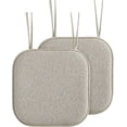 thumbnail image 2 of Elegant Comfort Chair Cushion Covers with Ties and Non Skid Rubber Backing-Thick Memory Foam - Soft Cushion Pad- Rounded Square Seat Cover- 16 x 16 Inches - Set of 2 Chevron Textured Pattern, Beige, 2 of 7