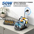 thumbnail image 3 of Estbridge Fast Charging Station For Multiple Devices  50W 6 Port USB Multi Charger Station Organizer For Apple /iPad/Cell Phone/Tablets  And Other Electronics Devices, 3 of 5