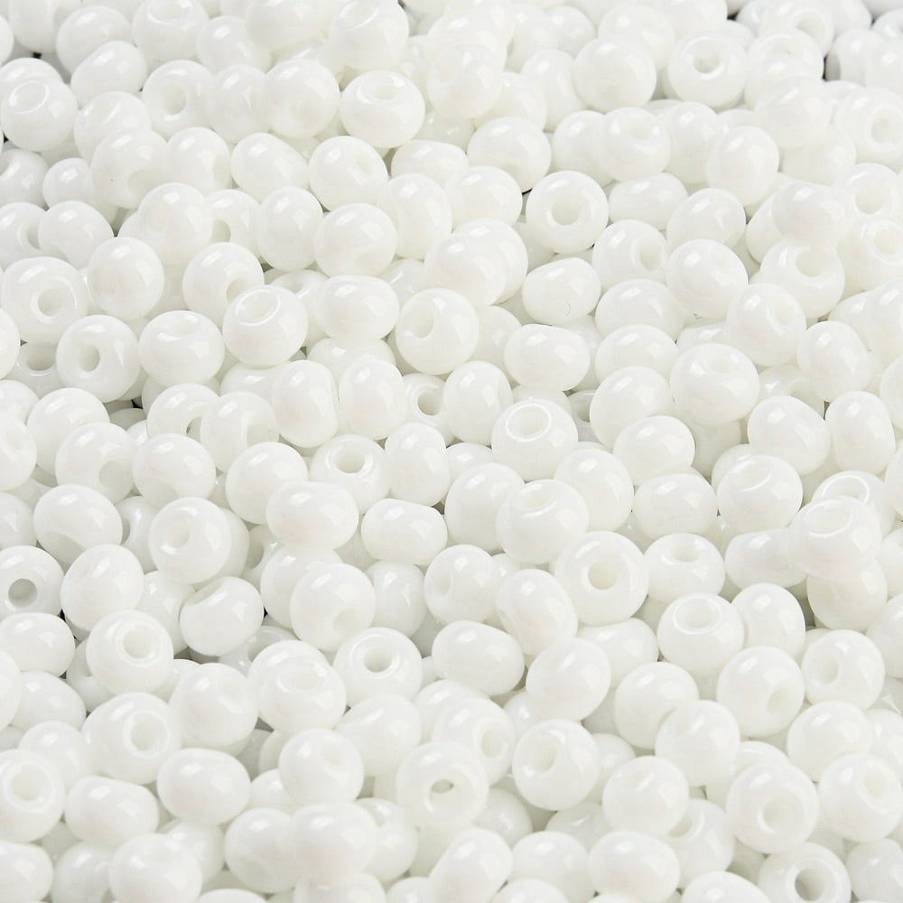 1 Pound Imitation Jade 3/0 Glass Seed Beads Luster Baking Paint Round White 5.5x3.5mm Hole: 1.5mm