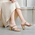 thumbnail image 5 of Womens Sandals Heels Dressy Summer Square Open Toe Sandals Holiday Party Wedding Dress Pumps Shoes Gold Size 8.5, 5 of 7