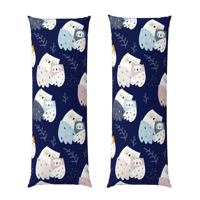 Balery Mom And Baby Owls Funda Protectora para Almohada Corporal de Algodón Hipoalergénico con Cierre(55 x 21 pulgadas), Almohadas No Incluidas
