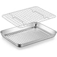 thumbnail image 1 of .&#Stainless Steel Compact Baking Pan Toaster Oven Tray with Cooling Rack Corrugated Bottom & Grid Mesh Rack & HeavyDuty, 1 of 7