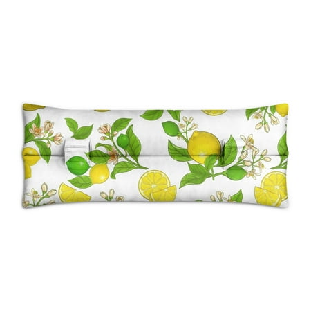Modern Lemon Floral Seatbelt Pillow Fresh Yellow & White Design, Protective Post-Op Mastectomy Support