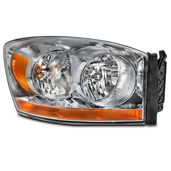 HEADLIGHTSDEPOT Chrome Housing Halogen Headlight Compatible with Dodge Ram 1500 2500 3500 Includes Right Passenger Side Headlamp