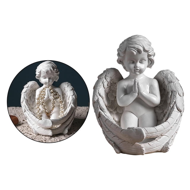 Resina rodilda rezando bebé querubines estatua de jdín estatuil de ángeles interior y exterior jdín decoración Ángel escultura ornamento El 135x15x16cm Colco Figuras de ángel