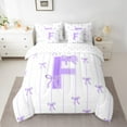 thumbnail image 2 of Castle Fairy Personalized Initial Letter F 7-Piece Twin Bedding Sets for Children Women Men,Bow Tie Stripes Bedding Comforter Set,Monogrammed Alphabet Breathable Sheet Sets,Breathable Home Decor, 2 of 8