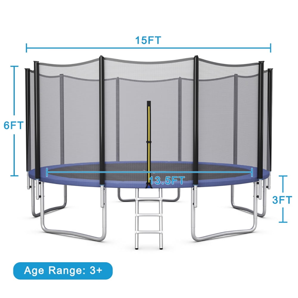 Aimee Lii 15 Feet Outdoor Trampoline Bounce Combo with Safety Closure Net Ladder, Outdoor Trampoline for Kids