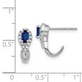 thumbnail image 2 of Real 14kt White Gold Diamond and Sapphire J Hoop Post Earrings; for Adults and Teens; for Women and Men, 2 of 2