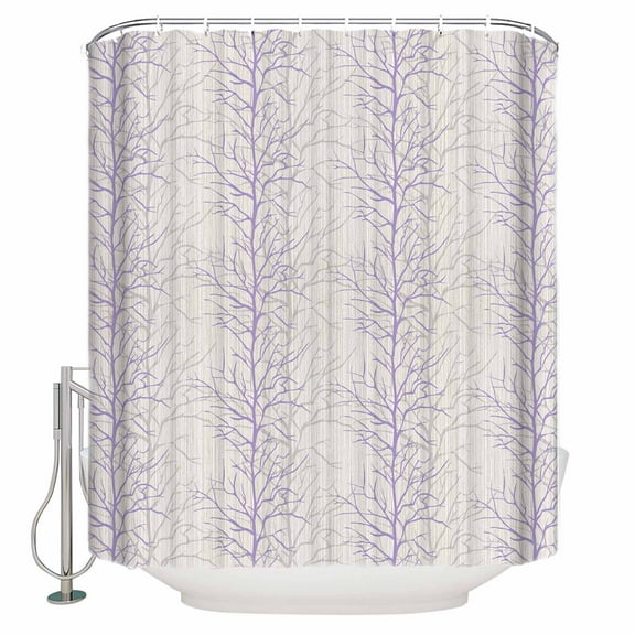 Hokiten Shower Curtain, Purple Botanical Fabric Shower Curtains for Bathroom, Farmhouse Spring Summer Branch Bath Curtain Waterproof Bathtub Curtains with 12 Hooks, Long 72" x 84"