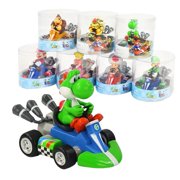 Mario Racing Kart Toy Yoshi Racing Kart Mario Cake Toppers Princess, Turtle, Mushroom, Orangutan, Pull Back Car (Yoshi)