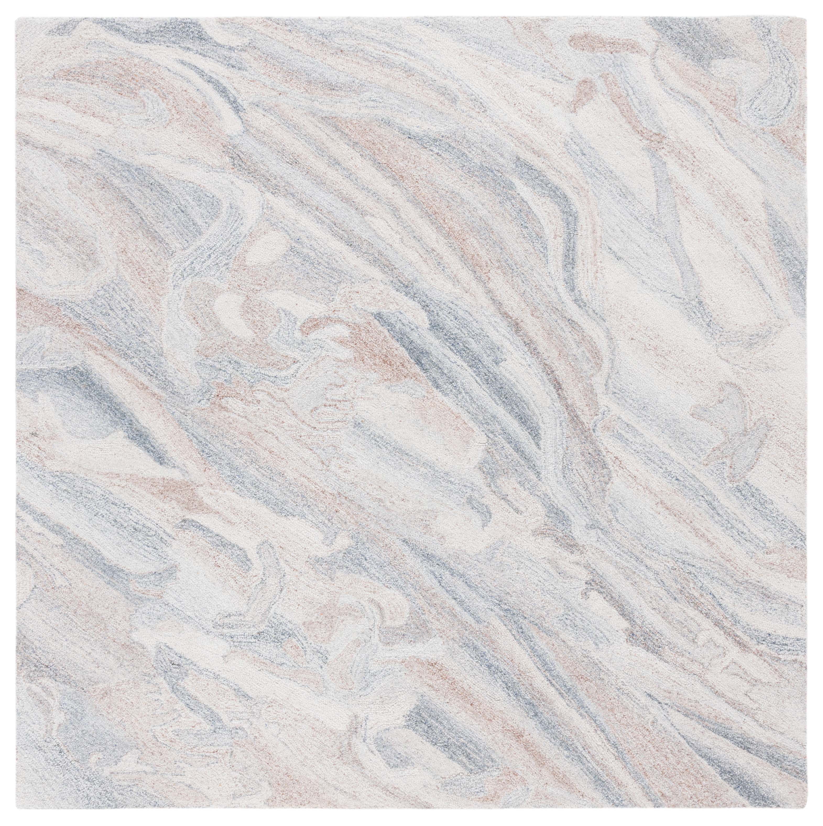 SAFAVIEH Abstract Conrad Swirl Area Rug, Gray/Brown, 6' x 6' Square