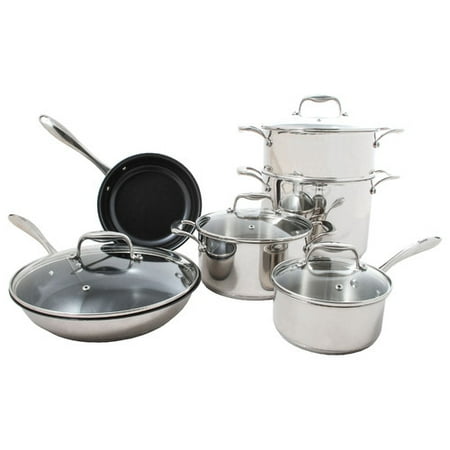 Dishwasher Safe Steel Casserole - Tuxton Home Concentrix 10-Piece Non-Stick Stainless Steel Cookware Set