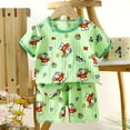 thumbnail image 2 of XZNPDUCQ Toddler Girls Clothes Two Piece Kids Summer Outfit Cute Ruffle Sleeve Twist Front Shirt and Bowknot Shorts Sets T-Shirt Set 7-8 Years Green, 2 of 3