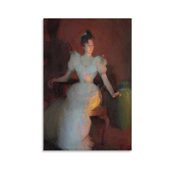 Frank Weston Benson Firelight Canvas Famous Paintings, Wall Art Posters, Decorative Hanging Pictures Poster Decorative Painting Canvas Wall Art Living Room Posters Bedroom Painting 12x18inch(30x45cm)